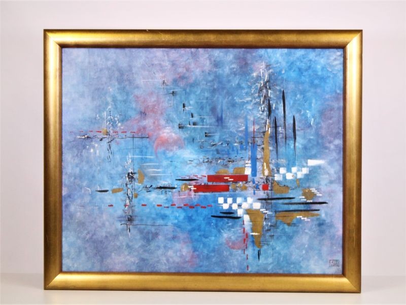Groot abstract schilderij 'Het Vuur' 1987 Geerts
